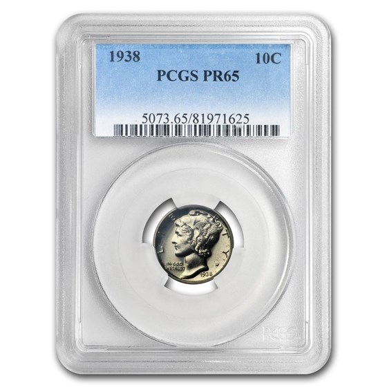 1938 Mercury Dime PR-65 PCGS 1938 Mercury Dime PR-65 PCGS